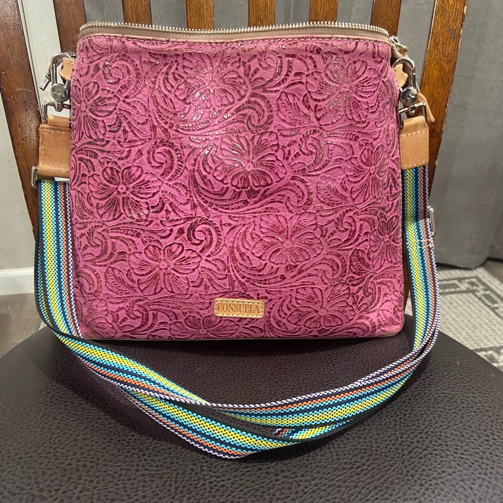 Consuela Floral Embossed Magenta Bag